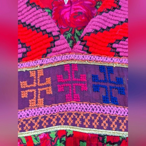 Free People Bold Blooms Red Rose V Neck Embroidered Maxi Dress XS - Picture 8 of 9